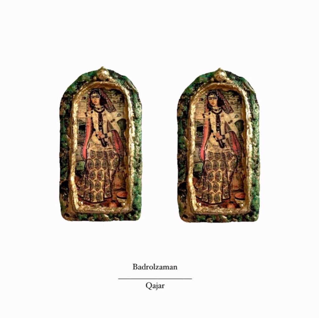 Qajar era painting in Iran، handmade paper mache earrings