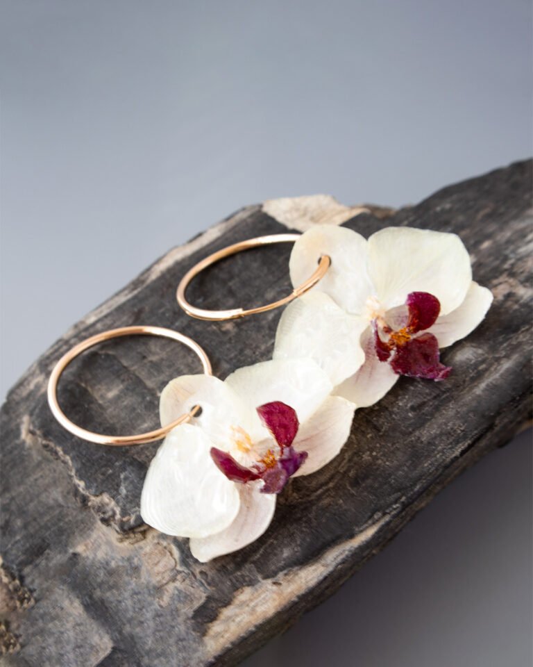 Handmade Real Orchid Earrings With Xuping Hoop