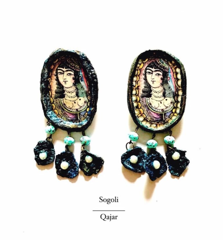 Sogoli, handmade paper mache earrings