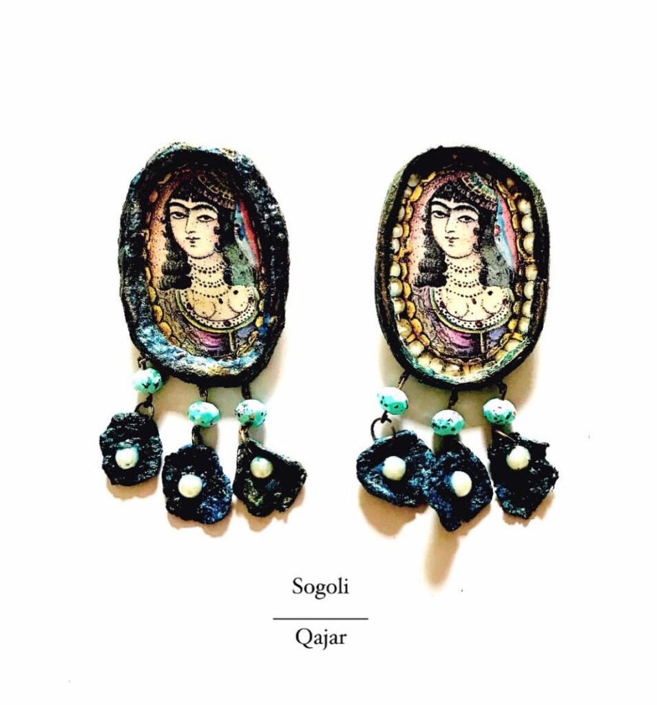 Sogoli, handmade paper mache earrings