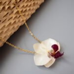 Handmade Resin Orchid Necklace with Real Flower