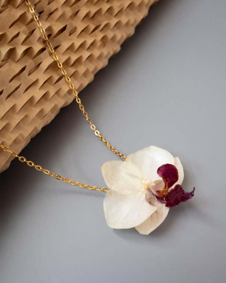Handmade Resin Orchid Necklace with Real Flower