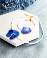 Handmade Resin Real Flower Necklace and Bracelet, Shell Beads - Image 3