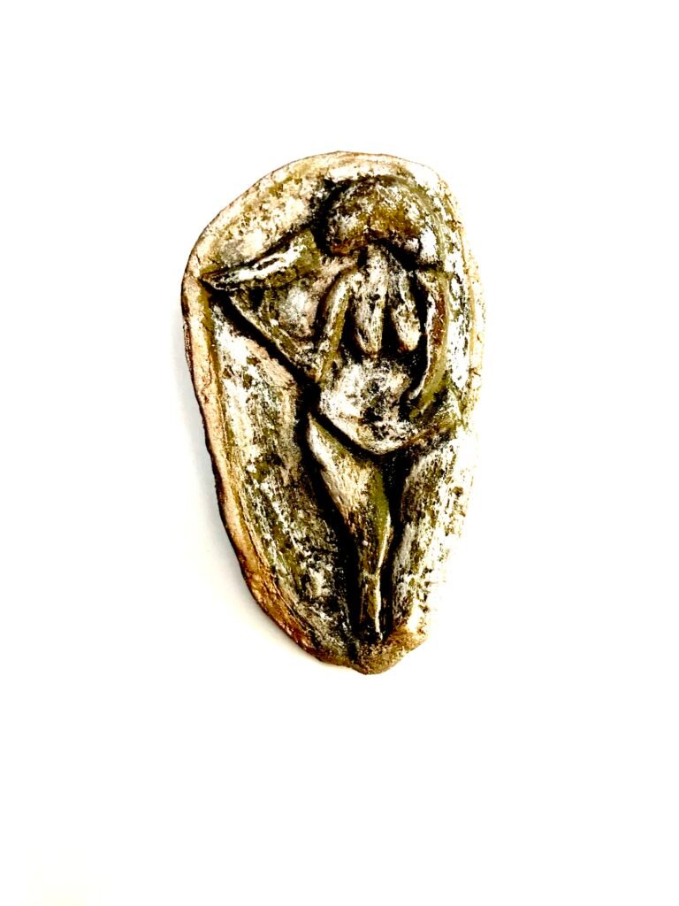 Venus, handmade earrings, paper mache