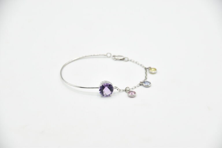 Half Bangle_Half Barcelet of "Amethyst" in round shape