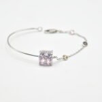 Half Bangle_Half Bracelet of pink "Cubic Zirconia" in prince shape