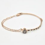 Half Bangle_Half Bracelet of Brown Pear Shape Stud