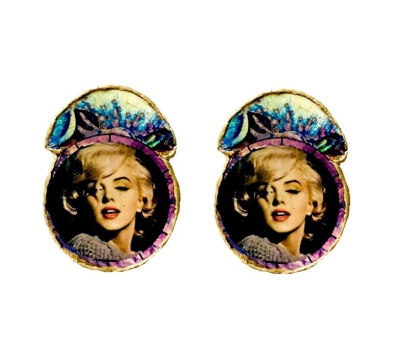 Merlin Monroe earrings, paper mache, Collection of Merlin Monroe