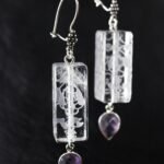 Handmade Gold Plated Silver Earrings with Quartz Crystal and Amethyst gemstones
