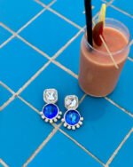 Rakhshan handmade earrings with blue stone - Image 4