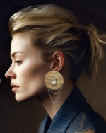 Kimia handmade earrings Papier-Mache with white - Image 3