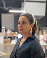 Baroque handmade earrings Papier-Mache with purple stone - Image 2