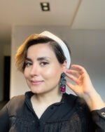 Baroque handmade earrings  Papier-Mache with fuchsia stone - Image 4