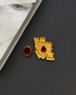 Vatan handmade earrings Papier-Mache with red stone - Image 2