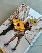 Vatan handmade earrings Papier-Mache with red stone - Image 4