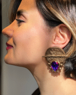 Sogoli handmade earrings Papier-Mache with purple stone - Image 2