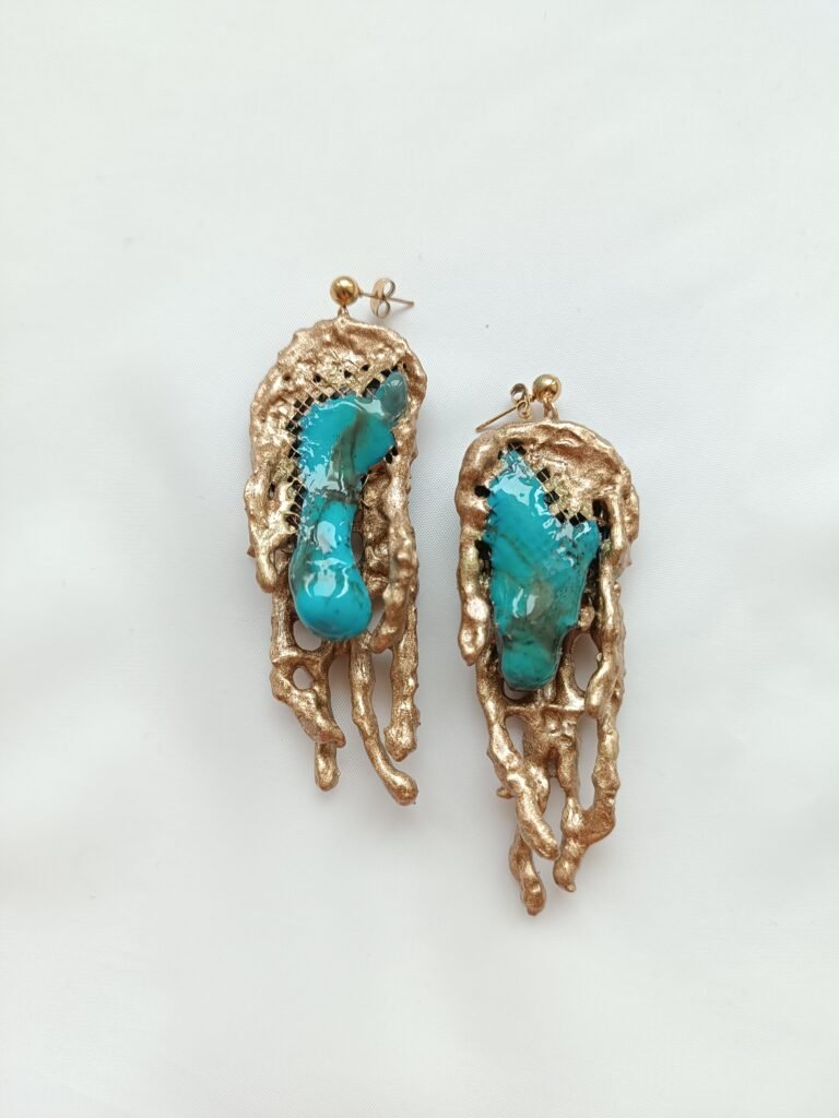 Blue gold earrings code M--P01--2