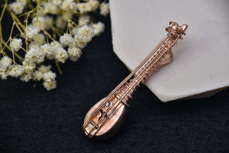 Miniature Silver Settar Pendant with Rosegold Plating