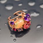 Colorful Mind Ring with Natural Milky Color Opal