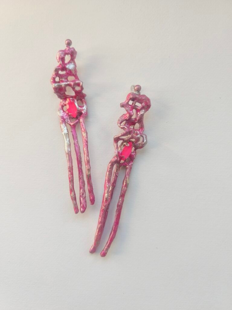Pink silver earrings code M--H06--2