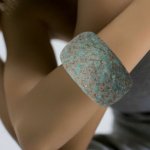 Handmade Bangle With Turquoise Silk Cover