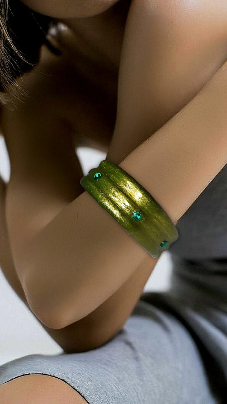 Handmade Bangle With Green Stone And Green Color