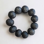 Handmade Paper Mache Ball Bangle With Silver Patina
