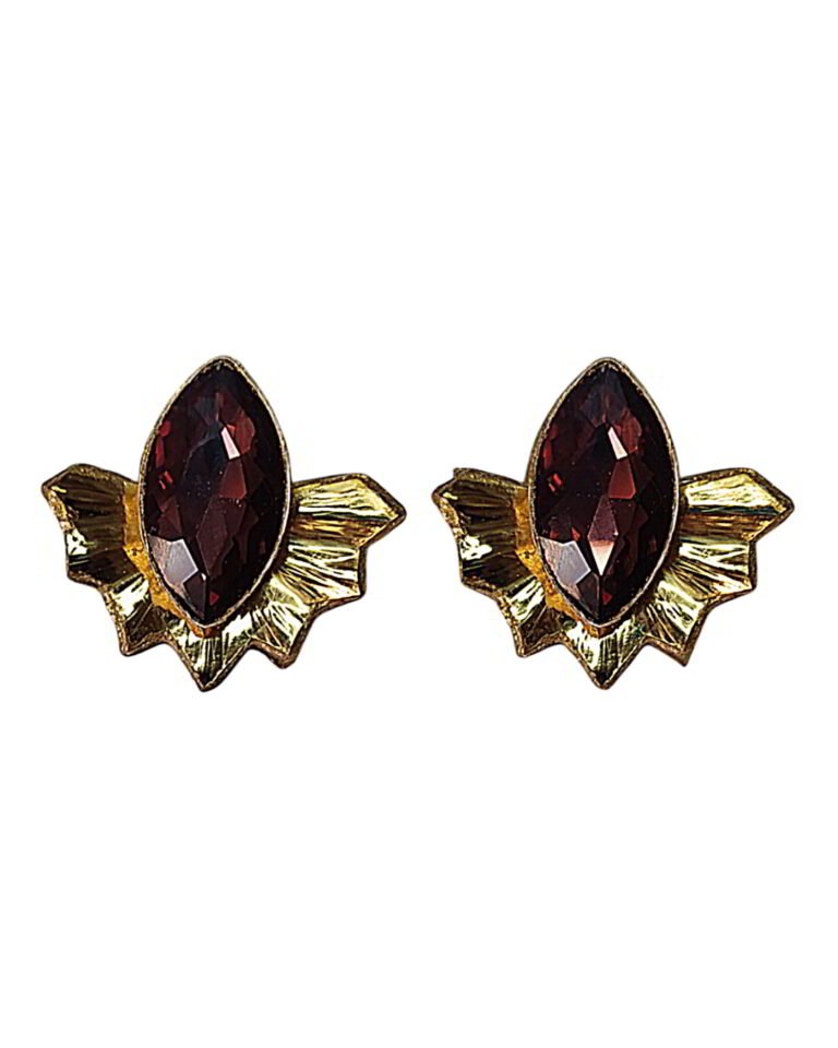 Helios – Handmade Paper Mache Earrings With Red Stone – Light Weight