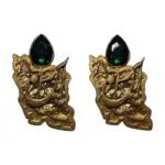 Vatan – Handmade Paper Mache Earrings With Dark Green Stone
