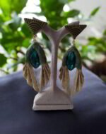 Lumina – Handmade Earrings With Green Stone – Light Weight - Image 3