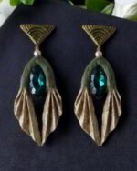 Lumina – Handmade Earrings With Green Stone – Light Weight - Image 5