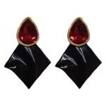 Crimson Echoes – Handmade Earrings With Red Stone – Light Weight