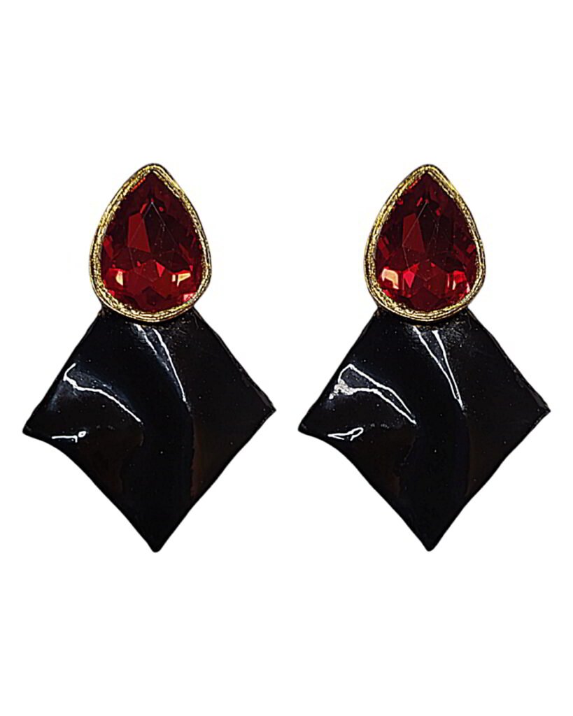 Crimson Echoes – Handmade Earrings With Red Stone – Light Weight