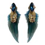 Peacock – Handmade Earrings With Blue Stone – Light Weight