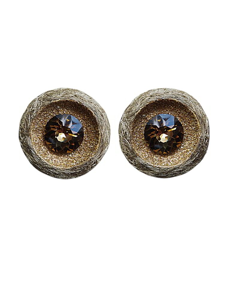 Spring Blossom – Handmade Paper Mache Earrings With Gold Stone – Light Weight