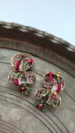 Green crimson earrings from the kalamkar collection code (M-G07-2) - Image 2