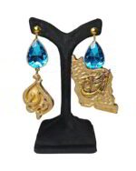 Vatan – Handmade Paper Mache Earrings With Blue Stone - Image 4