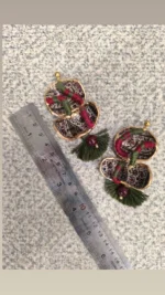 Green crimson earrings from the kalamkar collection code (M-G07-2) - Image 4