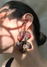 Green crimson earrings from the kalamkar collection code (M-G07-2) - Image 3