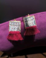 Green crimson earrings from the kalamkar collection code (M-G09-2) - Image 4