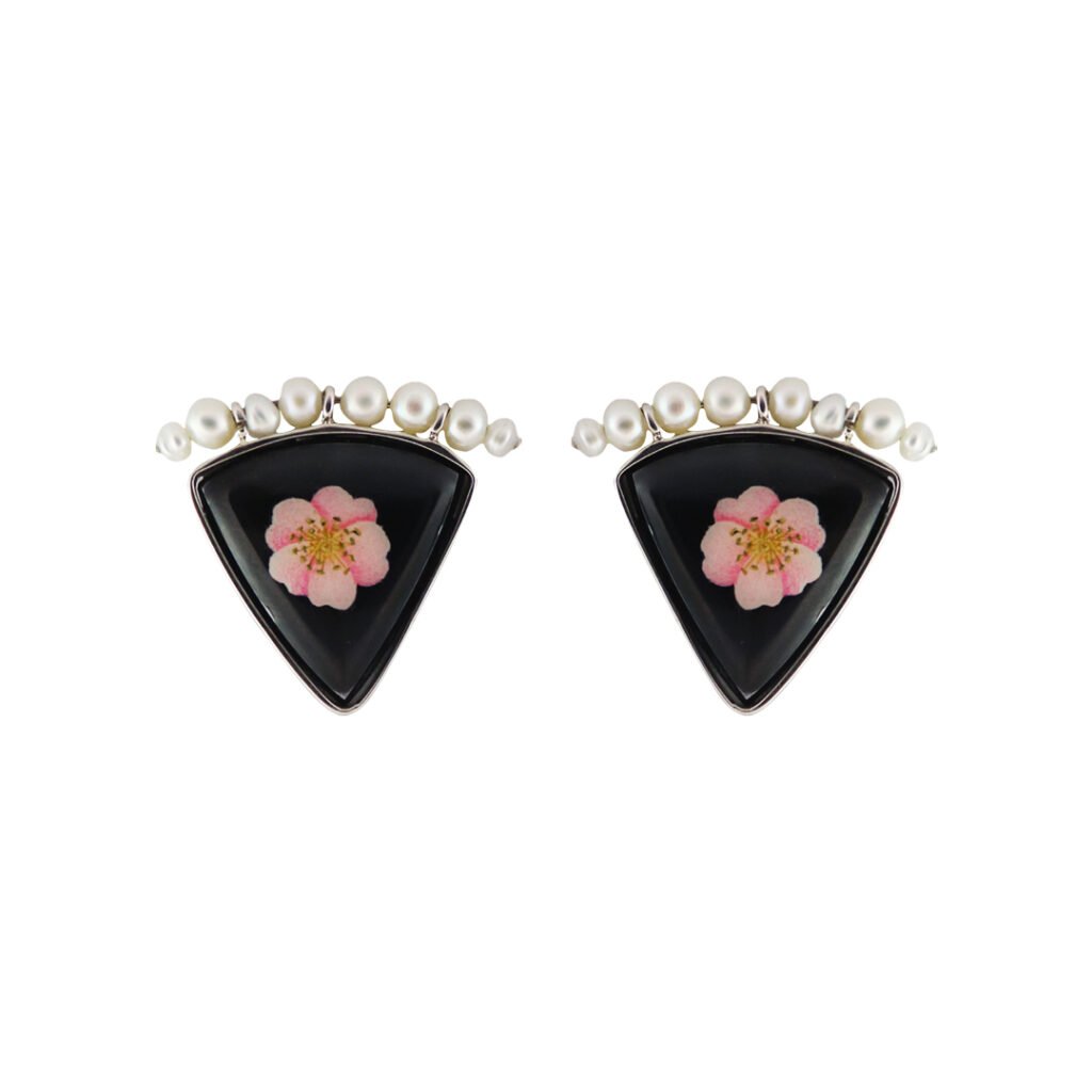 Handmade Earrings,Hematite ,Pearl,Gemstone Painting