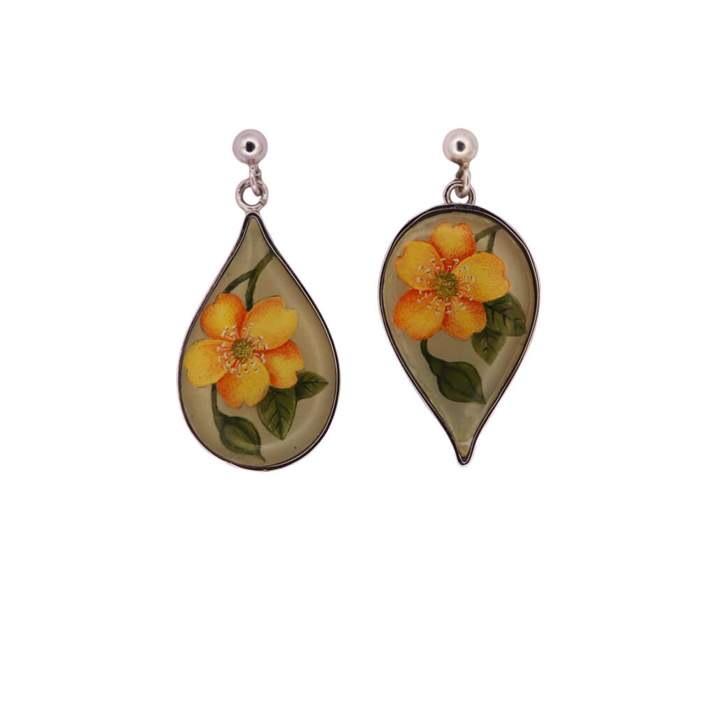 Handmade Earrings, Bone Painting