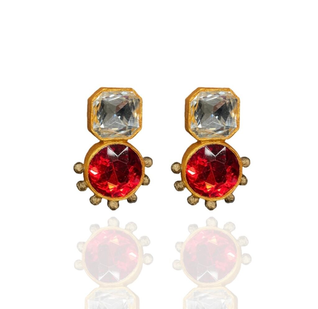Rakhshan handmade earrings with red stone