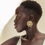 Kimia handmade earrings Papier-Mache with white