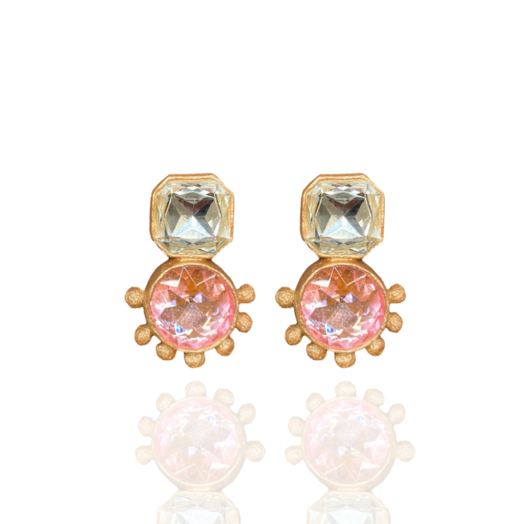 Rakhshan handmade earrings Papier-Mache with pink stone