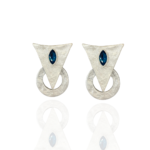 Sarvenaz handmade earrings Papier-Mache with blue stone