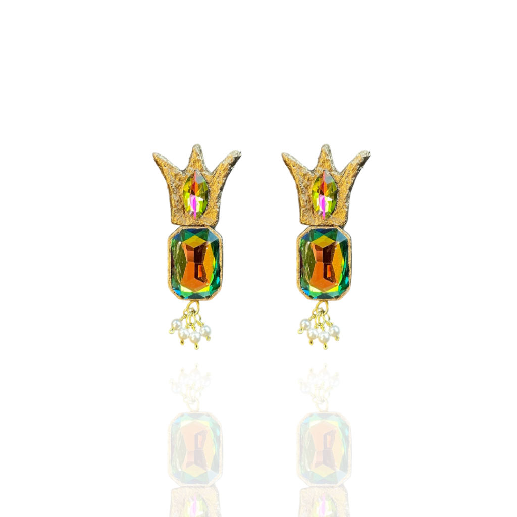 Anarak handmade earrings Papier-Mache with pea stone