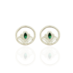 Pardisak Papier-Mache earrings with green stone