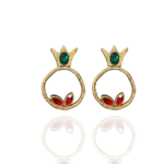 Yalda handmade earrings Papier-Mache with red & green stone