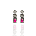 Baroque handmade earrings Papier-Mache with fuchsia stone